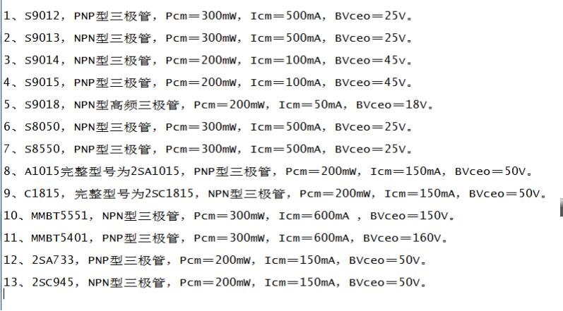 三極管絲印參數